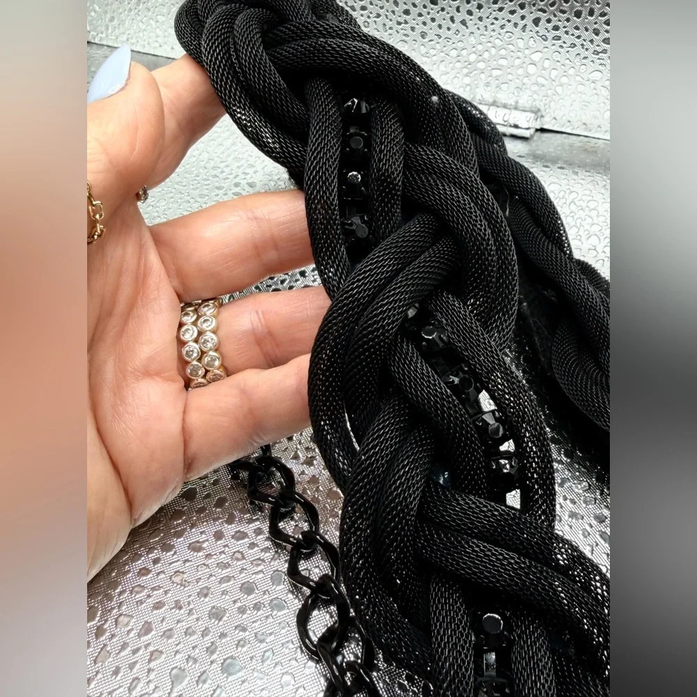 Black Braided Mesh Belt